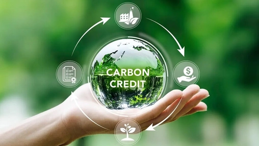Carbon credit concept illustrating CO₂ storage and circular carbon management