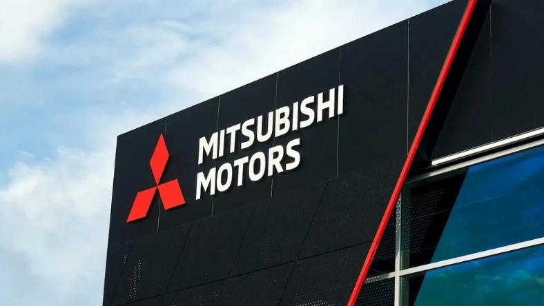 Mitsubishi Motors corporate sign on modern office building exterior
